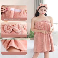 Women girl Flannel home BathRobe Solid bow lady bath robe Absorbent bath towel dry fast large size nightrobe