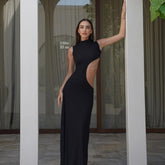 Black Hollow Out Long Dress Summer Women Sexy Sleeveless Bodycon Dress 2023 Elegant Fashion Maxi Evening Party Dresses
