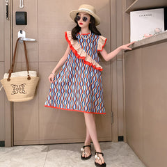 Girls' skirt summer ice silk cotton dress summer texture high-quality bohemian style polo skirt net red