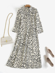 ZANZEA Women Elegant Shirt Dresses Printing Turn-Down-Collar Long Sleeve Vintage Long Dress Fashion Holiday Casual Loose Ladies Vestido Plus Size 2#