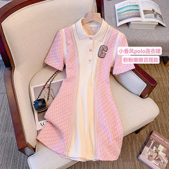 Small fragrance style French polo collar dress women's 2022 summer new high-end sports casual temperament skirt