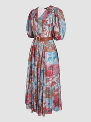 Vintage Print Belt Dress