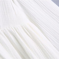 Women White Dress Summer Casual Loose Embroidered Cotton Mini Dresses Ladies Boho Sexy Deep V-neck Beach Dress Vestidos