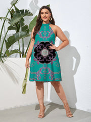 Sleeveless Lace Up Large Dress Street High Print Beach Dress Slim Fit Sexy