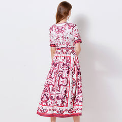 Positioning Printed Dress Short-sleeved A-line Dress