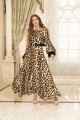 Leopard Neck Belt Dress