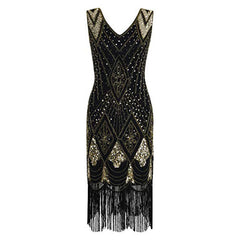 European and American Evening Dress Banquet Dress Tassel Retro Sequin Dress