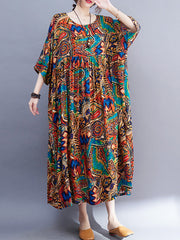 Women's summer new literary retro age-reducing fat mm200 catties short-sleeved large print dress female cotton