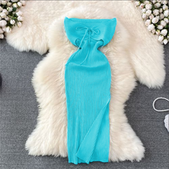 فستان ركاب جديد لصيف 2023 بدون حمالات بخصر عالٍ ومجوف ونحيف وبدون أكمام