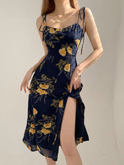 Summer Dresses For Women 2022 Vintage Sleeveless V Neck Spaghetti Strap Midi Clothes Female Bodycon Party Dress Womanman