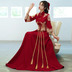 Best-selling new toast clothing bride summer wedding engagement dress Chinese style Xiuhe clothing red long toast clothing