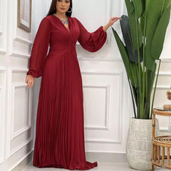 elegant chiffon waist pleated dress