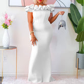 تنورة حورية البحر ذات اللون الصلب للسيدات الأوروبية والأمريكية مع آذان خشبية، فستان سهرة ضيق، تنورة أفريقية طويلة