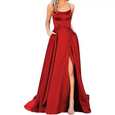 Solid color European and American bridesmaid dress long skirt slim strapless fashion bridesmaid group evening dress