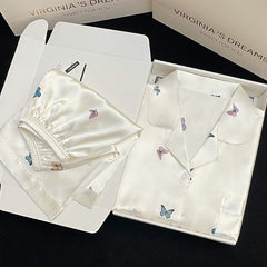 Summer silk ice silk thin silk suit women's pajamas short-sleeved shorts pajamas home clothes