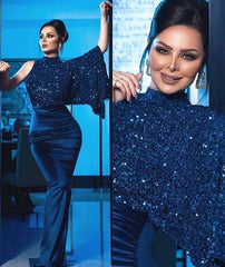 Women's 2022 new solid color sequins banquet evening dress long dress ladies