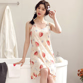 Plus Size 5XL Young Girls Cotton Nightgown Sexy Spaghetti Strap Night Dress Lady V-Neck Nighties Sleeveless Sleepwear Nightwear