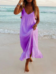 V-neck sexy halter straps beach holiday boho dress women