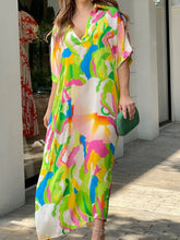 Elegant Satin Multicolor Print Dress