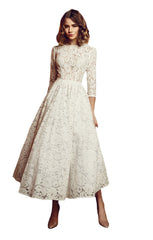 New Dress Slim Fit Mid Sleeve Dress Solid Color Midi Dress