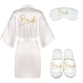 3pc set of bride robe eyemask slippers bridesmaid kimono wedding bridal party shower bathrobe getting married robes(Excluding eye mask and slippers)