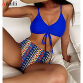 أطقم خصر 2021 لباس سباحة جديد للسيدات بتصميم عتيق مكون من قطعتين ملابس سباحة نسائية صيفية للشاطئ بكيني للسباحة لباس سباحة