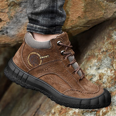 Cotton shoes men's winter thick-soled outdoor hiking shoes waterproof leisure -top leather shoes plus velvet