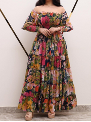 dark blue chiffon dress