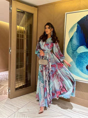 SWEET PRINTED CHIFFON LONG DRESS