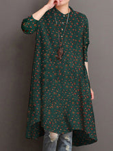 ZANZEA ladies literary and artistic small fresh style bohemian holiday style small floral shirt skirt stand collar button long sleeve fashion loose casual mid-length dress large size