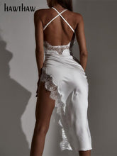 Women Sexy Lace Party Club Backless Bodycon Stain Black Straps Midi Dress 2022 Summer Clothes