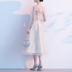 Ladies see-through neckline see-through sleeves short party dress birthday mini dress skirt banquet evening dress