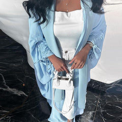 European Muslim women's modest modern fashion Turkish solid color cotton and linen casual large size abaya cardigan robe