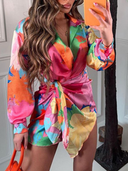 بلوزات صيفية طويلة موضة 2023 بلوزات غير رسمية بأكمام طويلة وطية صدر السترة على الشاطئ لقضاء العطلات بلوزات أنيقة للسيدات