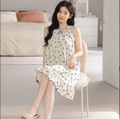 Nightdress, nightgown, pajamas, ladies printed home service, Europe and America