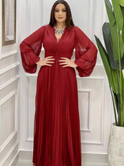 elegant chiffon waist pleated dress