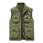 Multi-pocket tooling vest men's autumn and winter double-sided wear plus velvet thick vest large size outdoor photography fishing jacket