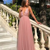 New women's elegant sequins split sexy V-neck backless evening dress long skirt