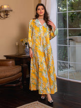 Muslim women's new dress print Kaftan Middle East ethnic style hot diamond Jalabiya rhinestone elegant dress