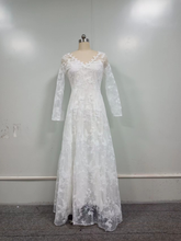 European and American lace women's long-sleeved one-shoulder white bridal wedding dress dress