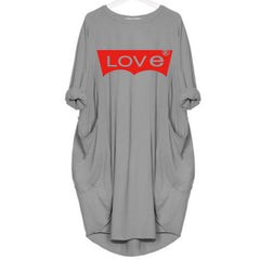 LOVE white Edge line color is random Primer Large size Easy long-sleeved Autumn and winter New trend Irregular