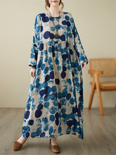 Garden style floral dress 180 pounds fat mm large size women's spring and autumn temperament long-sleeved dress