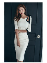 Sexy Contrast Color Hollow Out Bow Cut Out Backless Pencil Dress Women 202 2Autumn Sheath Bodycon Dress OL