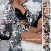 حار بيع الخريف السيدات ثوب النوم مثير الدانتيل سترة تنحيف البشكير منامة الملابس الداخلية مجموعة