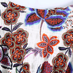 Women Boho Style Floral Printed Midi Dresses V Neck Short Sleeve Vintage Dresses Female Elegant A Line Party Dress