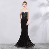 Ma'am Rhinestone velvet Evening dress party long-style Slim grace Full dress