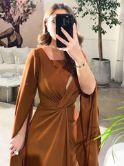 Brown Elegant Neck Sheath Dress