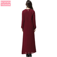 حجم كبير 5XL 6XL 7XL بوهو عباية Musulmane طويل الشيفون الدانتيل فستان ماكسي المرأة دبي تركيا الإسلامية العربية