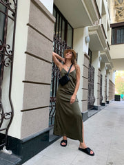 الحرير الجليد تنورة طويلة الصيف الربيع الشتاء الخريف نعمة مثير