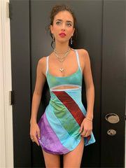 Sexy Summer Hollow Out Mini Dresses Women Vintage Patchwork Beach Dress Elegant Boho Outfits Evening Korean Cuteandpsycho